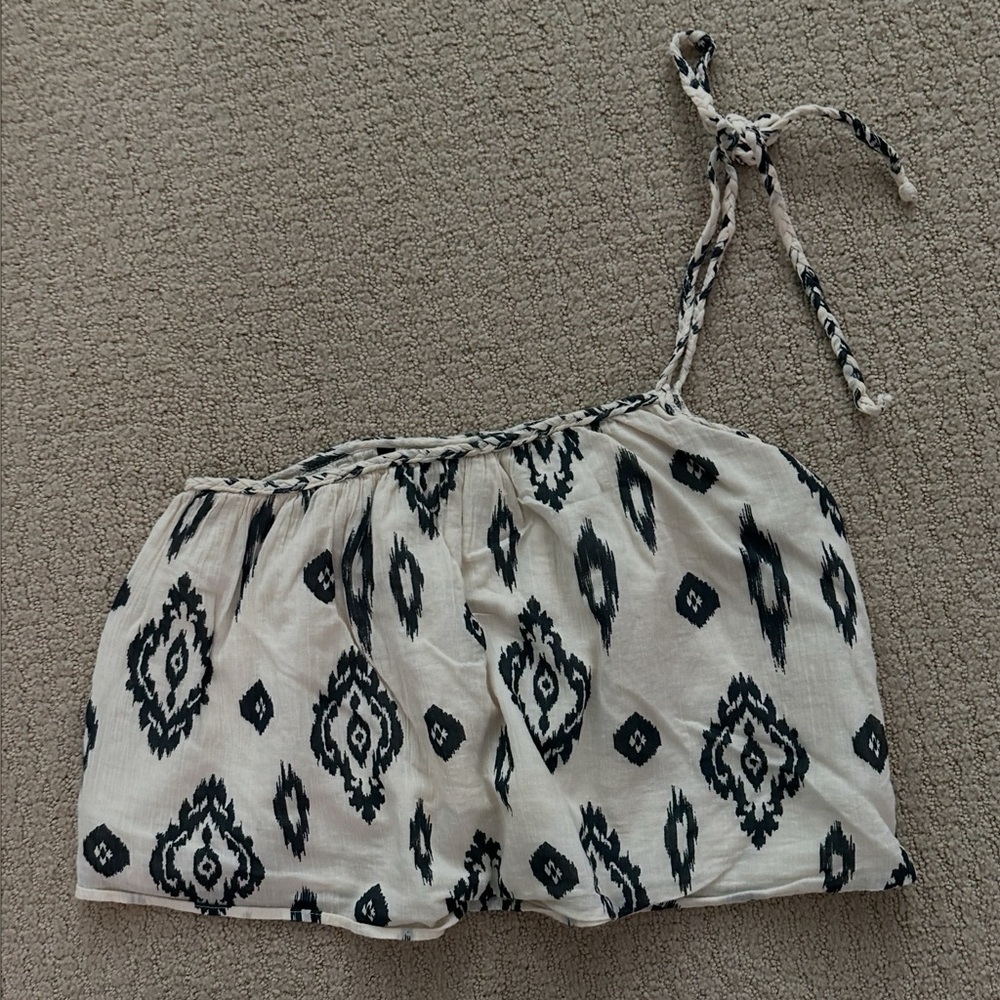 Zara Patterned One Shoulder Crop Top